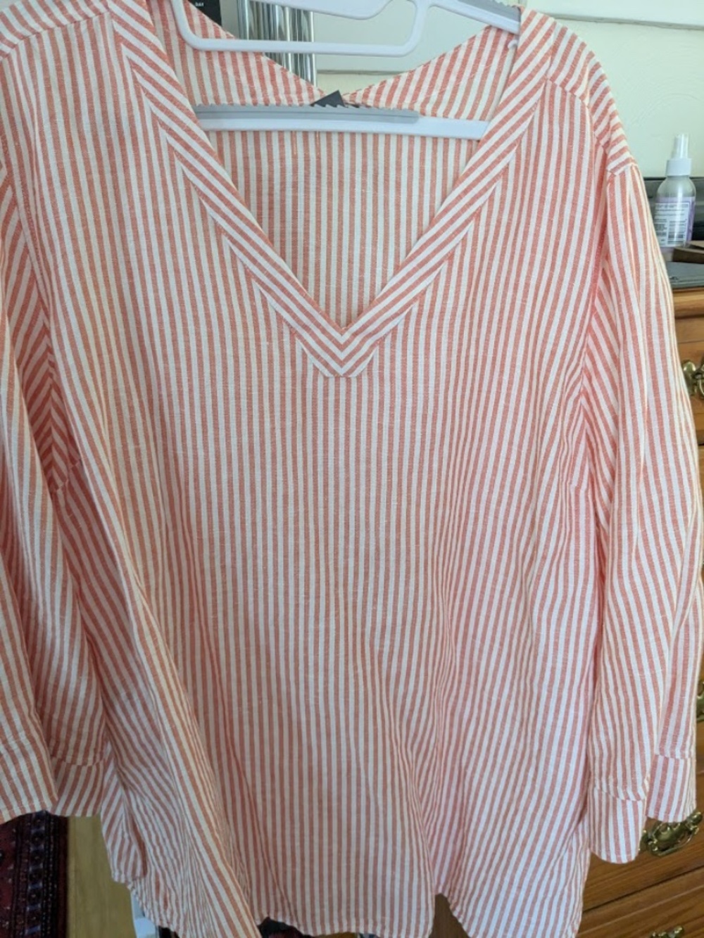 Eddie Bauer Linen Blend Striped Popover Blouse, Women's Plus Size 2x